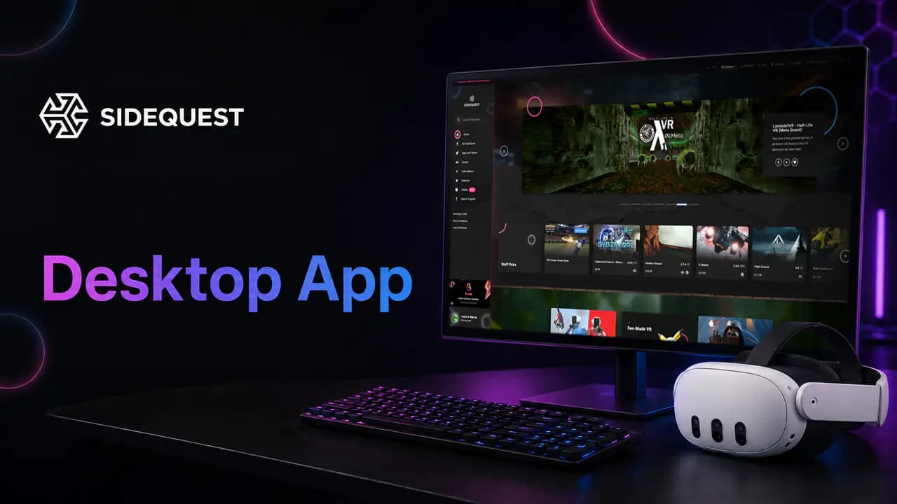 PC'de çalışan SideQuest masaüstü uygulaması