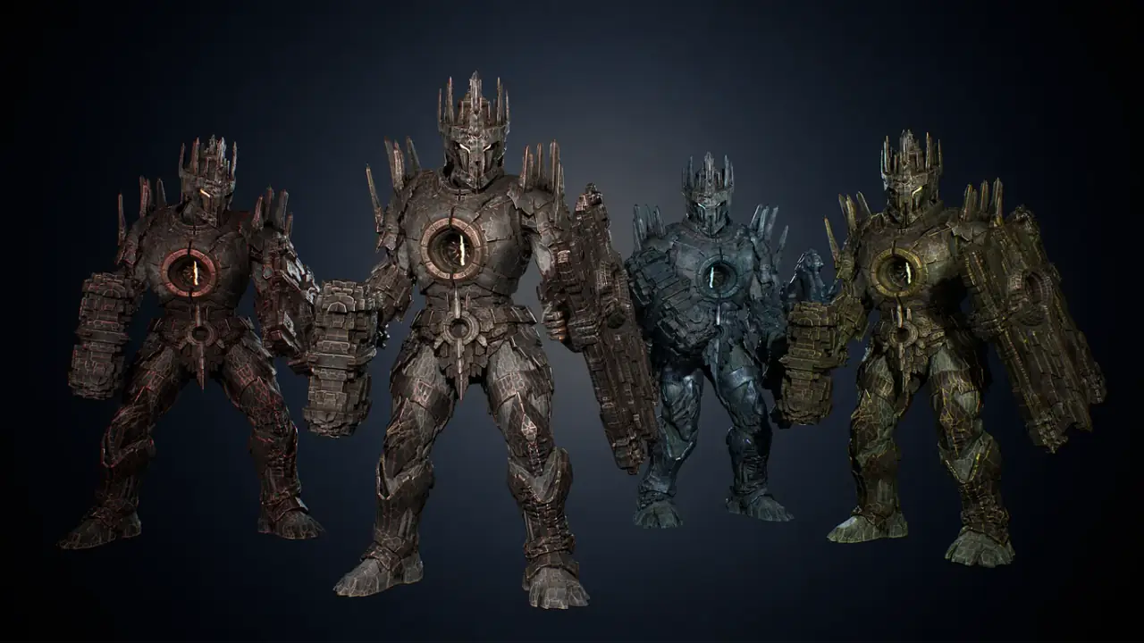 Armored Stone Golem - Dark Fantasy Boss