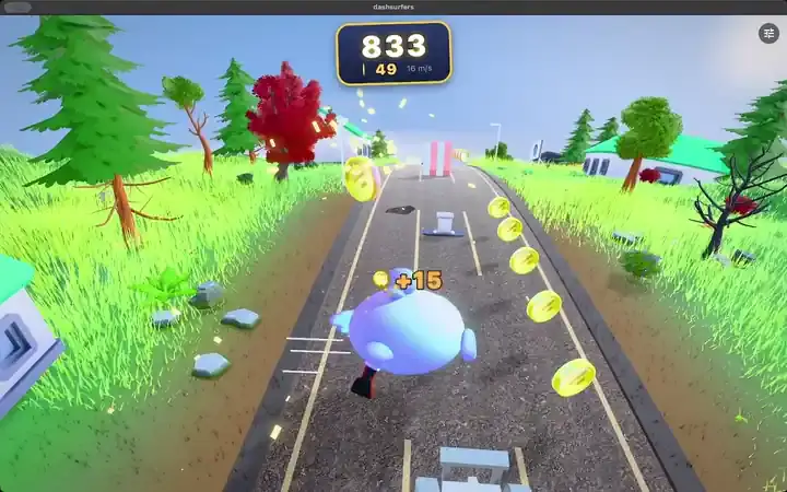 Flutter Scene ile yapılmış sonsuz koşu oyunu Dashsurfers