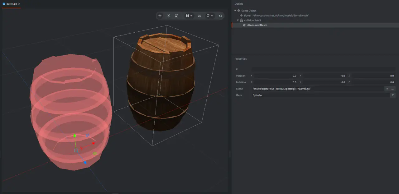 3D ağlar artık Defold'da çarpışma şekli olarak kullanılabiliyor